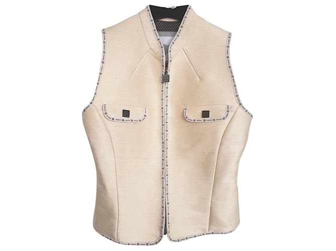 Chanel Rare LOGO Vest Cream Cotton  ref.337573