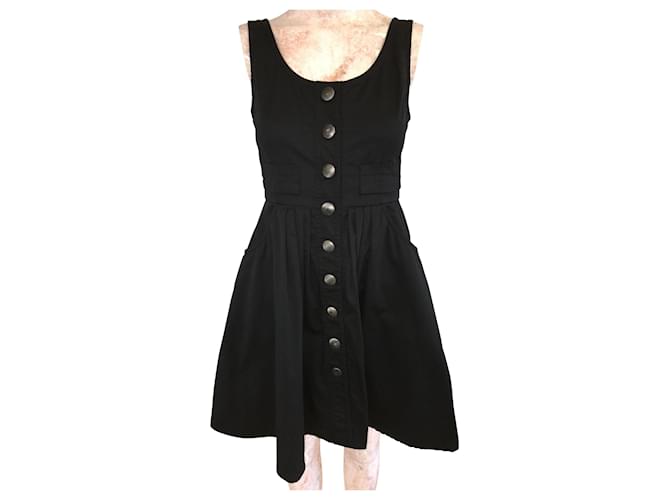 Miu Miu Black A-Line Button Down Dress Cotton  ref.337594