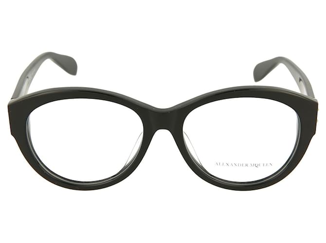 Óculos ópticos de armação redonda Alexander Mcqueen Preto Acetato Fibra de celulose  ref.337595