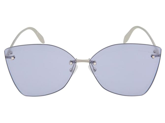 Alexander Mcqueen Aviator-Style Metal Sunglasses Silvery Metallic  ref.337598