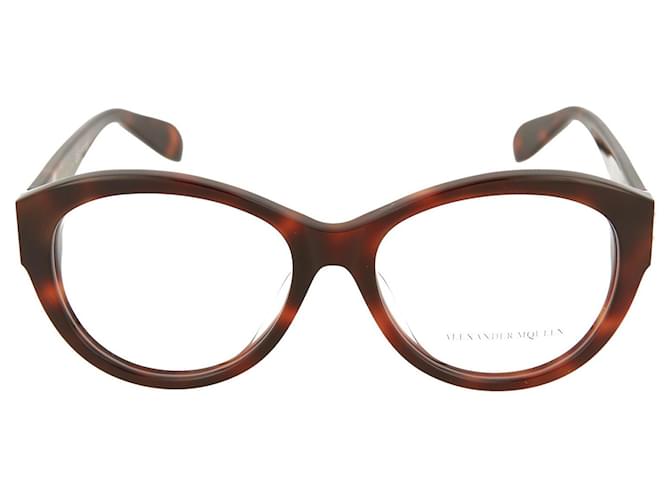 Alexander McQueen Round-Frame Optical Glasses Brown Acetate Cellulose fibre  ref.337602