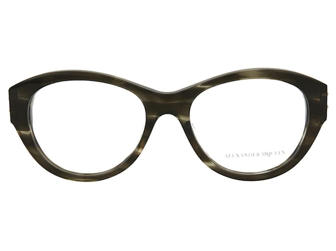 Alexander Mcqueen Optische Brille mit rundem Rahmen Braun Acetat Zellulosefaser  ref.337619