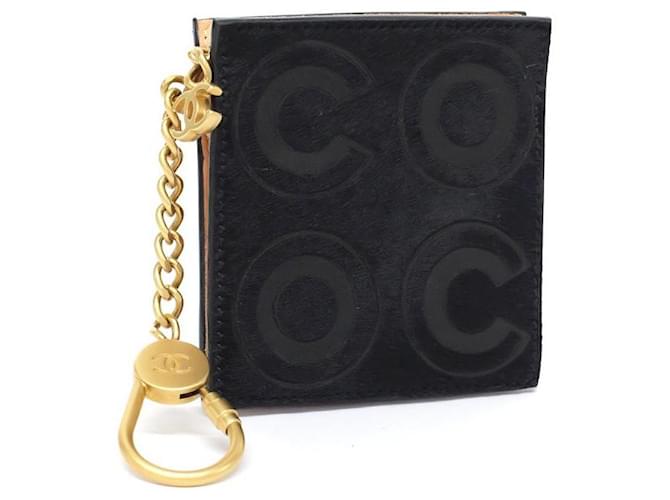 Chanel Chaveiro Coco Calfhair Coin Pouch Couro  ref.337737
