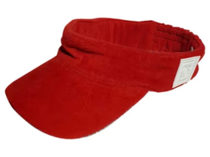 Chanel CC logo visor red cotton White