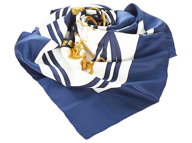 Hermès Lenço de seda Hermes Blue Brides de Gala Azul Multicor Azul marinho Pano  ref.337850