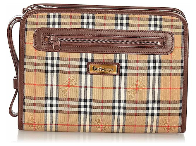 Burberry Brown Haymarket Check Canvas Clutch Bag Multiple colors