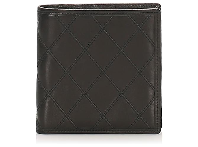 Chanel Silver Leather Bifold Wallet Silvery  ref.338093