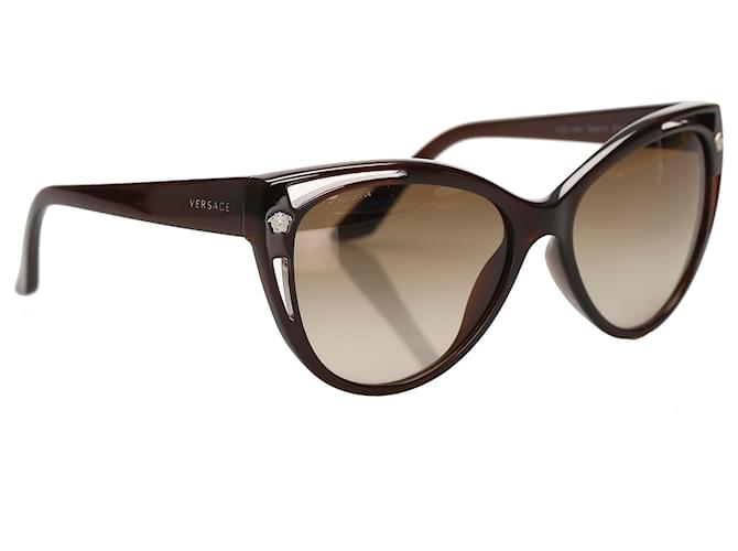 Lunettes de soleil rondes teintées marron Versace Plastique  ref.338111