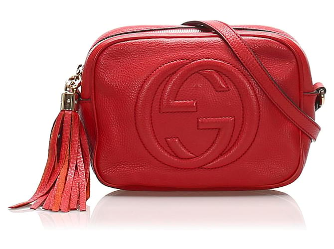 Gucci Red Soho Disco Leather Crossbody Bag Pony-style calfskin  -  Joli Closet