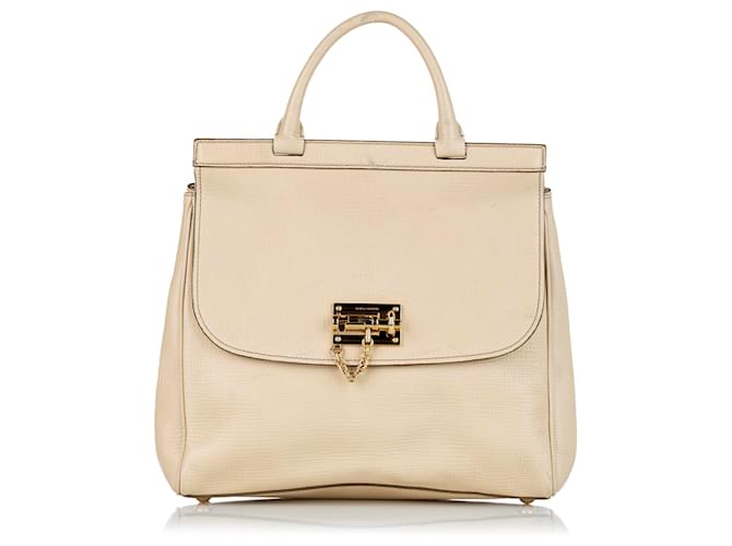 Bolso satchel de cuero blanco Dolce & Gabbana Becerro  ref.338121