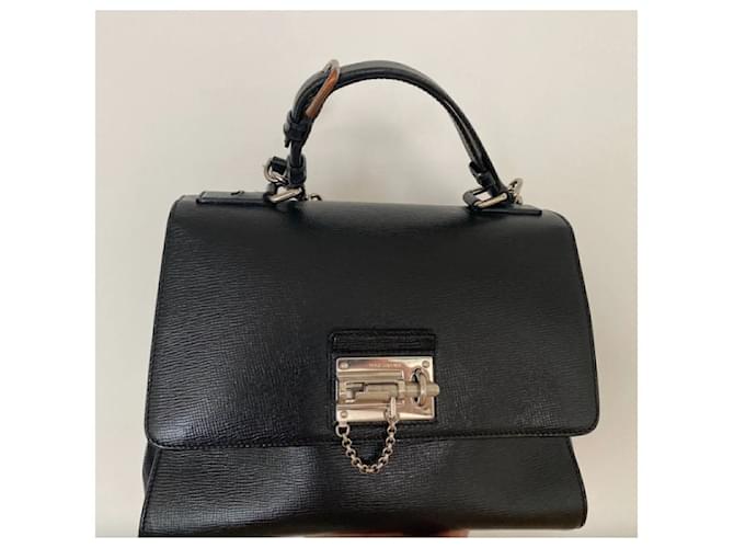 Bolso satchel de cuero negro Monica de Dolce & Gabbana Becerro  ref.338132