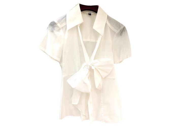 Blusa Diane Von Furstenberg Blanca de Algodón con Nudo Blanco