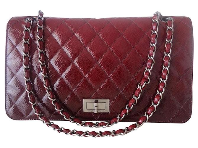 Sac Chanel 2.55 tie and dye Cuir vernis Bordeaux  ref.338350