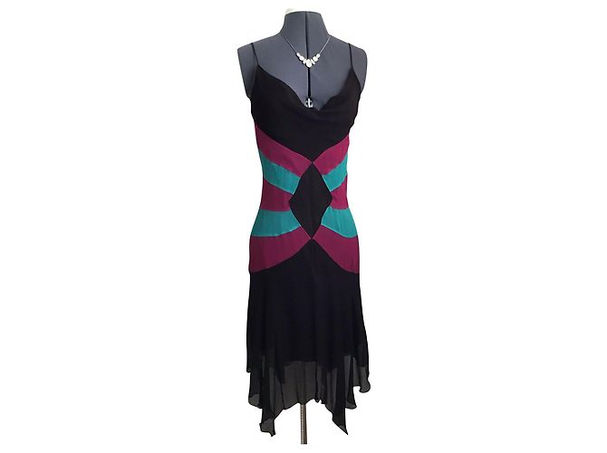 Diane Von Furstenberg Vestido DvF Aleucia asimétrico de seda Castaño Verde Fucsia