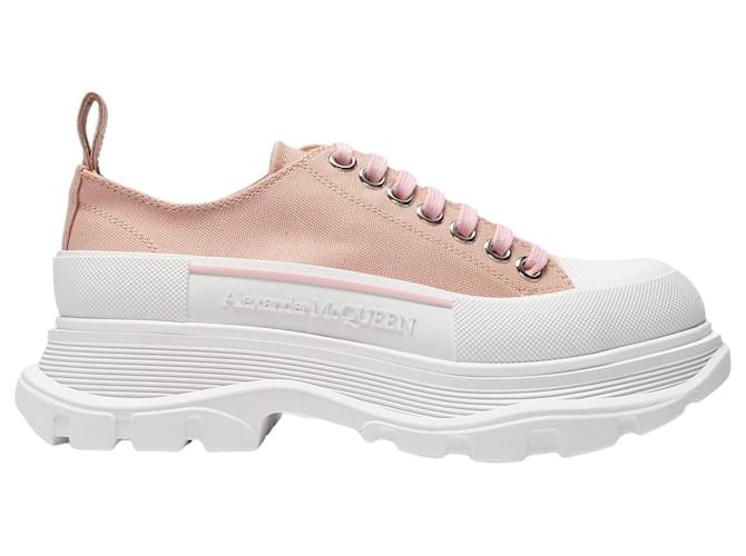 Alexander Mcqueen Tread Slick Sneakers in Pink Magnolia Leather, White Detail and Pink Magnolia Rubber Sole Cloth  ref.338583