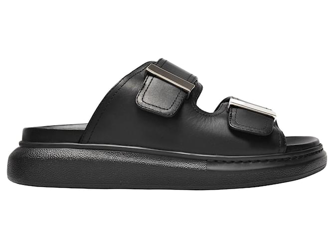 Alexander Mcqueen Hybrid Slides in Black and Silver Leather  ref.338585