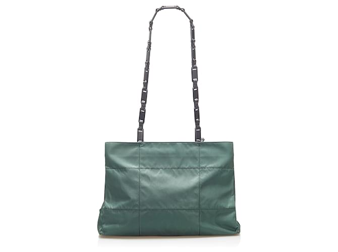 Prada Chain Tote Dark Green Nylon Shoulder Bag 