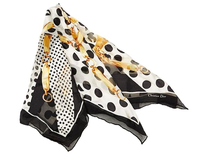 Dior bufanda de seda estampada negro Multicolor Paño  ref.338918