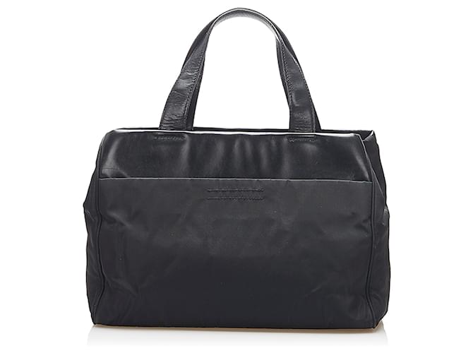 Prada Black Tessuto Handbag Leather Pony-style calfskin Nylon Cloth  ref.338969