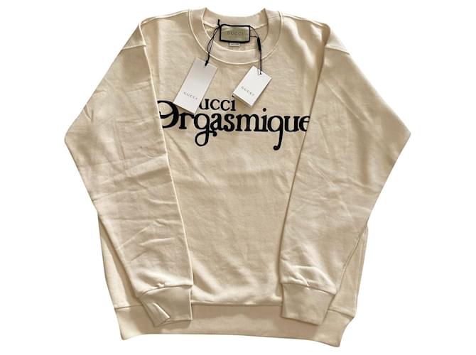 Gucci Orgasmique sweatshirt size L internat. Unisex Black Eggshell Cotton   - Joli Closet