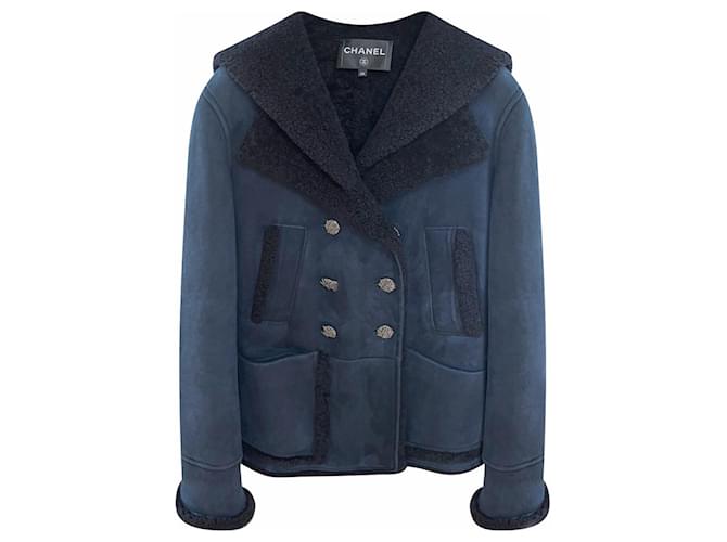 Chanel 15K$ Runway jacket Navy blue Suede  ref.339113