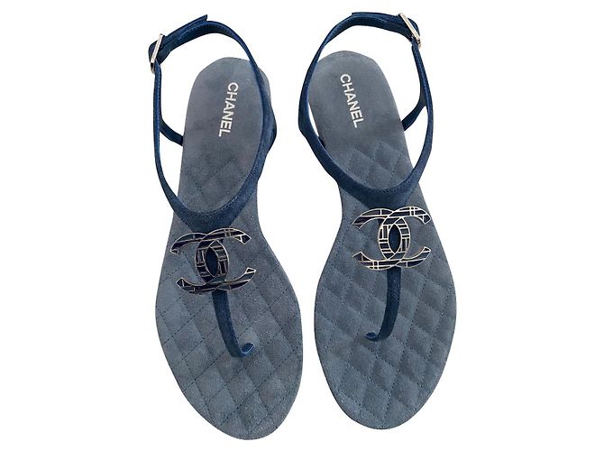 Chanel sandali Blu Scamosciato