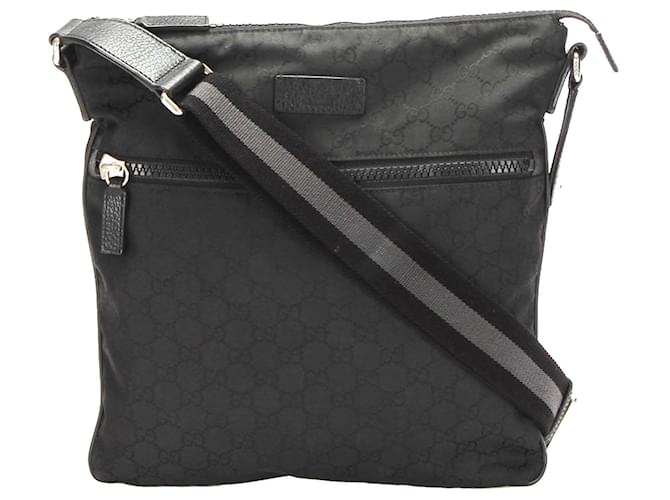 Gucci Black GG Canvas Web Crossbody Bag Toile Tissu Noir  ref.339415