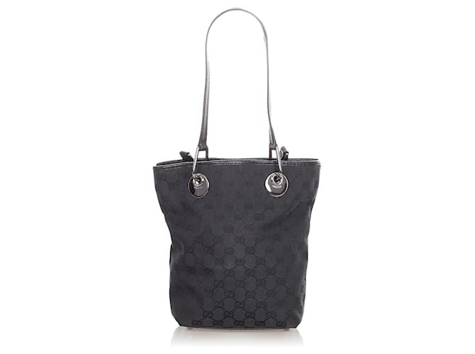 Gucci Black GG Canvas Eclipse Tote Bag Leather Cloth Pony-style calfskin Cloth  ref.339424