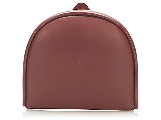 Cartier Red Must de Cartier Leather Coin Pouch Dark red Pony-style calfskin  ref.339431