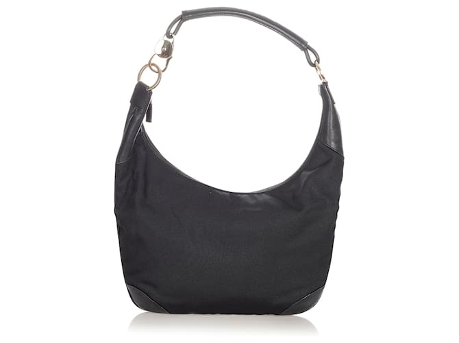Gucci Hobo Bag aus schwarzem Canvas Leder Leinwand Kalbähnliches Kalb Tuch  ref.339454