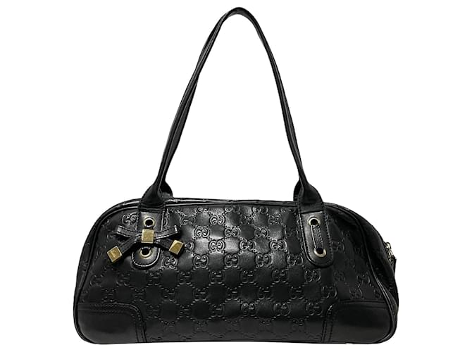 Gucci Black Guccissima Princy Leather Shoulder Bag Pony-style calfskin  ref.339480