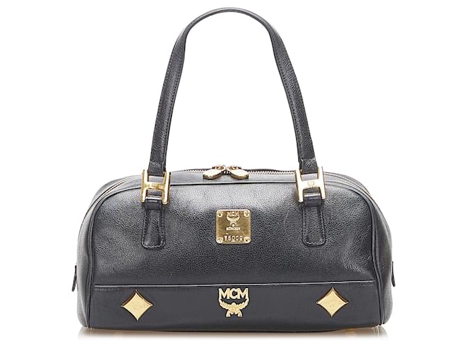 MCM Black Studded Leather Handbag Pony-style calfskin  ref.339524