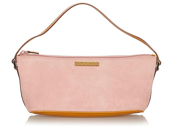 Gucci Pink Boat Suede Baguette Leather Pony-style calfskin  ref.339528