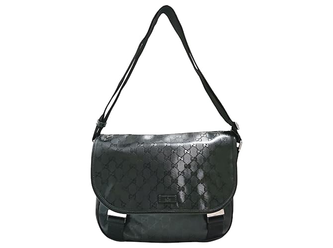 Bolsa Gucci Black GG Imprime Crossbody Preto Couro Plástico Bezerro-como bezerro  ref.339555