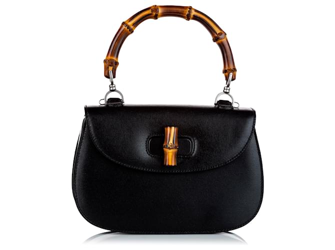 Gucci Black Bamboo Night Leather Handbag Pony-style calfskin  ref.339590