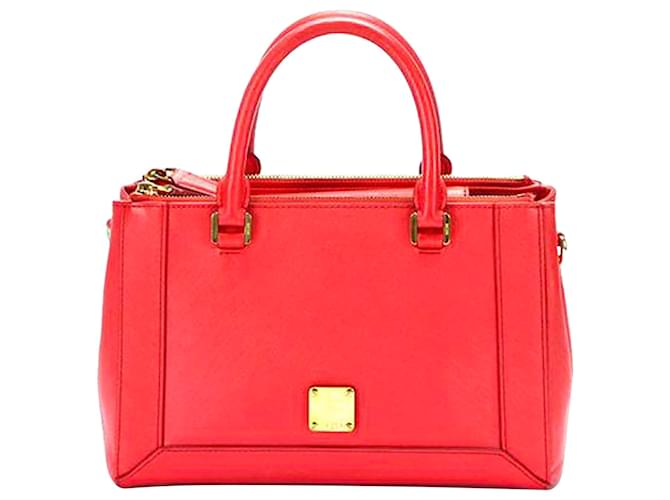 MCM Red Nuovo Leather Satchel Pony-style calfskin  ref.339610