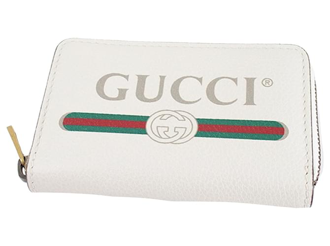 Bolsa de moedas de couro com logotipo branco da Gucci Multicor Bezerro-como bezerro  ref.339622