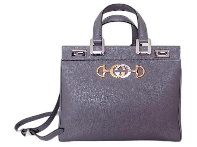 GUCCI Zumi bag Grey Leather  ref.339627