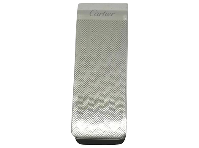 Cartier Clip para billetes plateado Chevron Bill Fold Plata Metal  ref.339699