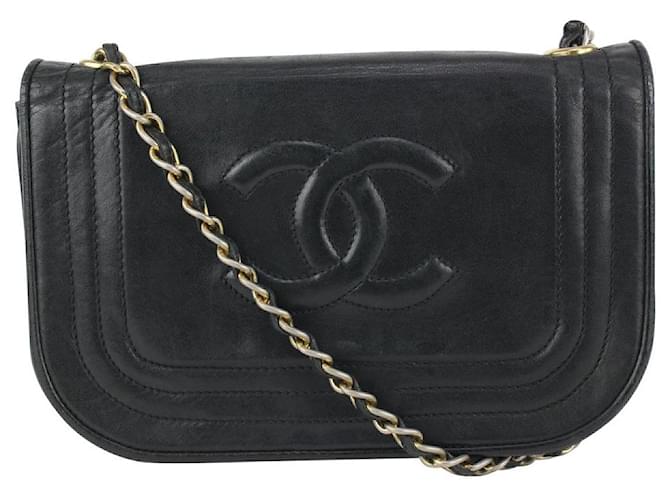 Chanel Bolso bandolera mini CC negro Cuero  ref.339719