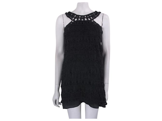 Diane Von Furstenberg DvF Liza Kleid aus Häkelspitze Schwarz