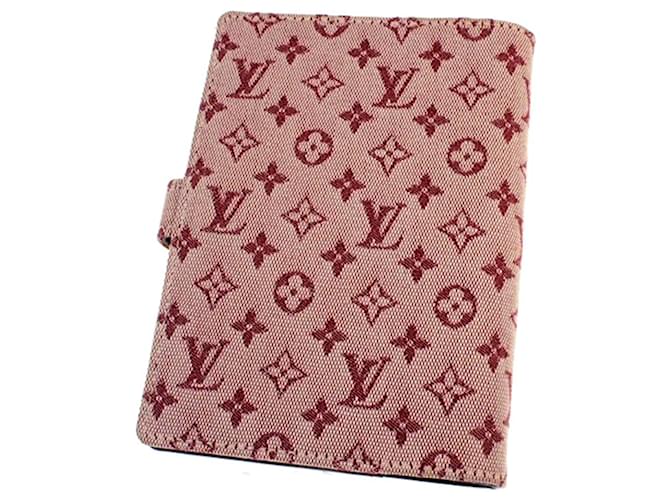 Mini agenda roja con monograma de Louis Vuitton Lienzo Paño  ref.340238