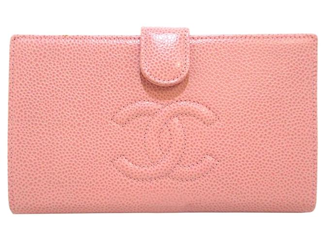 Chanel Pink CC Caviar Leather Long Wallet  ref.340251
