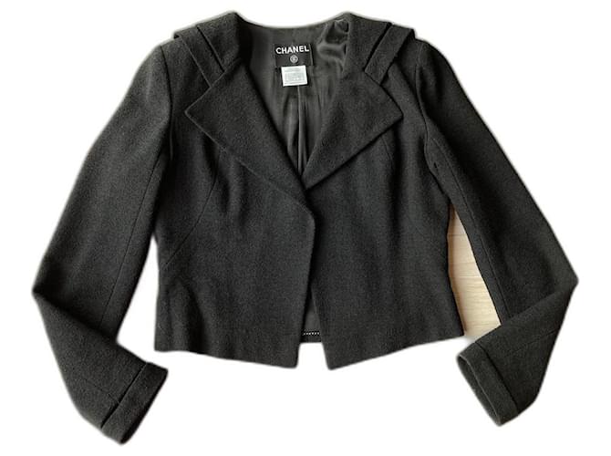 Chanel Jackets Black Wool  ref.223304
