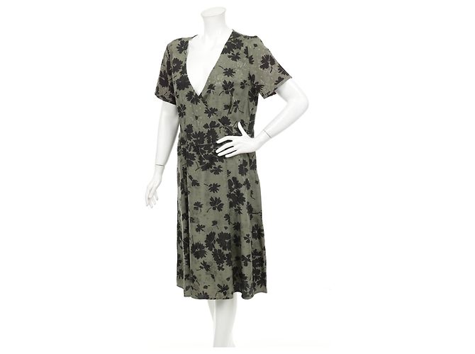 Noa Noa Wilma Kleid Schwarz Grün Seide Viskose L