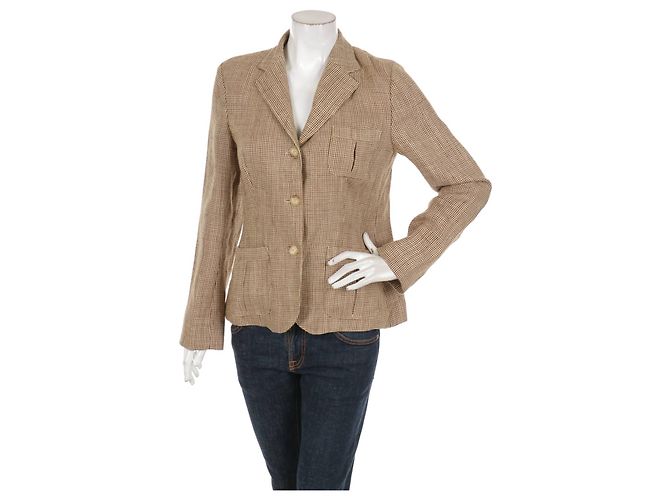 Blazer Ralph Lauren in lino beige marrone