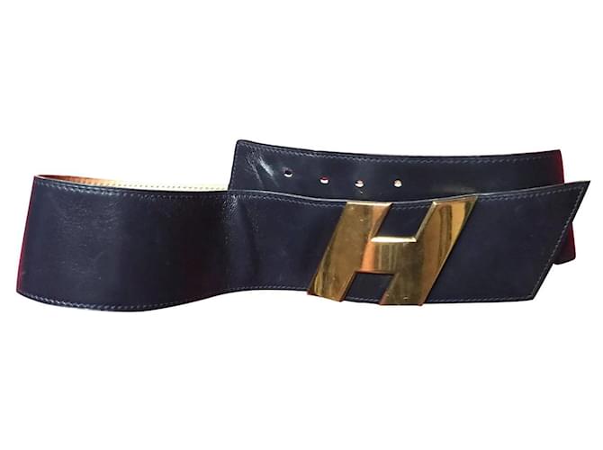 Hermès vintage hermes belt Blue Leather  ref.339953