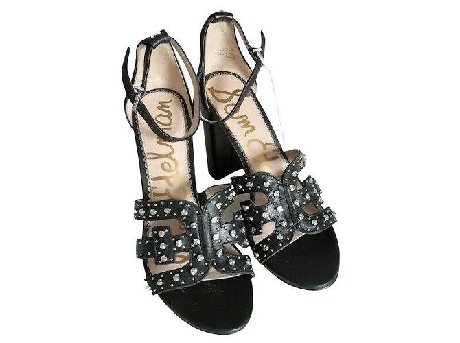 Sam Edelman Sandali con tacco e borchie in pelle Yasha Nero Silver hardware