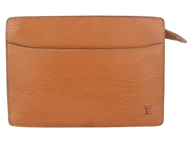 Louis Vuitton Bolsa de embreagem Pochette Homme de couro marrom Epi  ref.340374