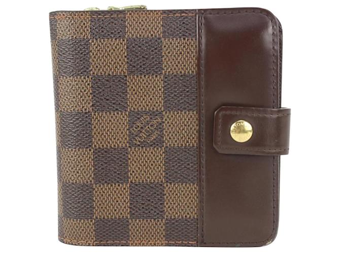 Louis Vuitton Damier Ebene Compact Wallet Leather  ref.340376